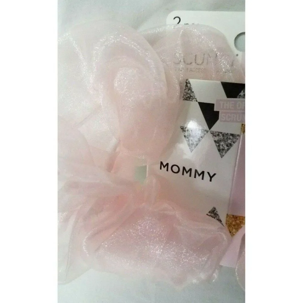 Pink Tulle Scunci 2 Piece Mommy and Me Rubber Band Hair Scrunchie Set